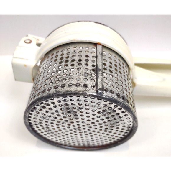 Vintage Metal White Handled Potato Rice Masher Juicer Strainer Press w OEM Bag - Picture 7 of 10